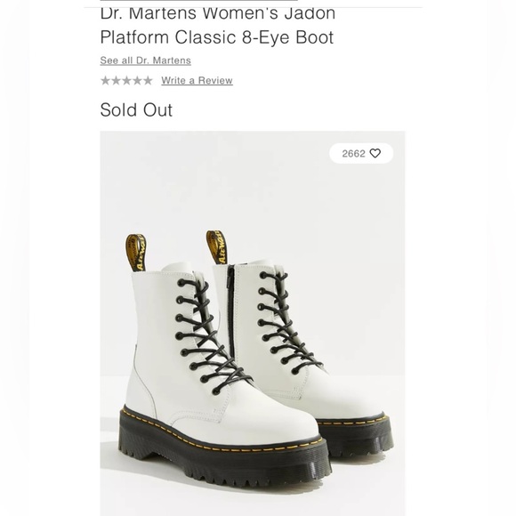 Dr. Martens Jadon Platform Lace Up Combat Boots White Leather Chunky Feminine - Picture 2 of 15